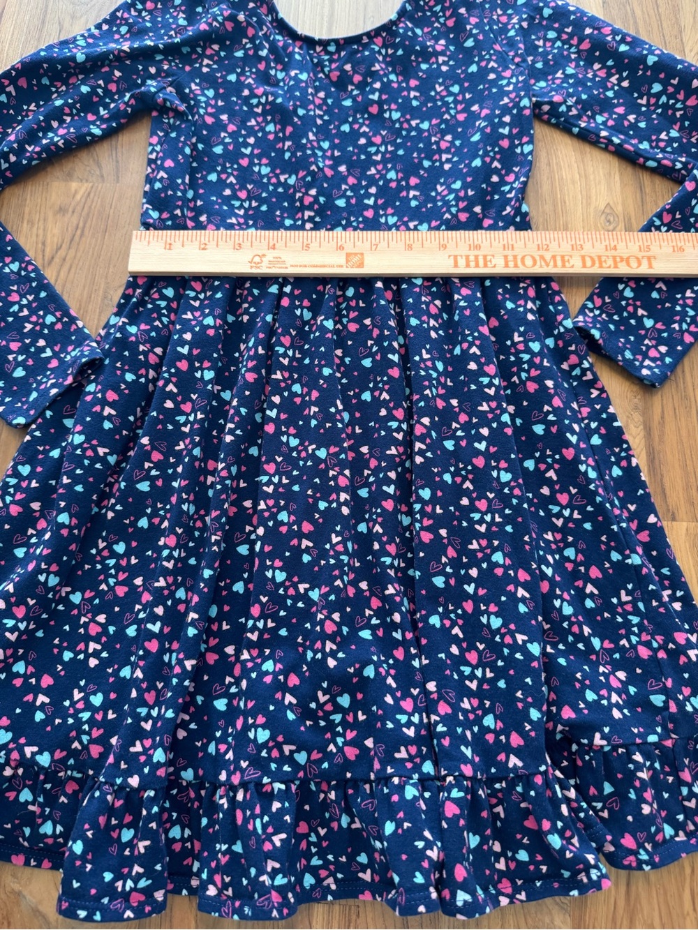 Crewcuts Hearts Dress Girls Size 12 Navy Long Sleeve - Picture 8 of 10